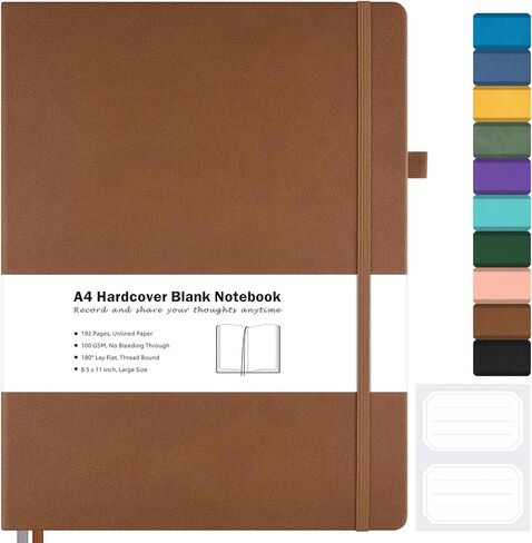 Blank Notebook, Hardcover Sketch Book, 8.5" x 11" Large Blank Journal, No Bleed Thick Paper Sketchbook for Drawing, Unlined Notebook Journal for Women Men, A4 Leather Sketchbook, Lay Flat, Light Green in Kuwait