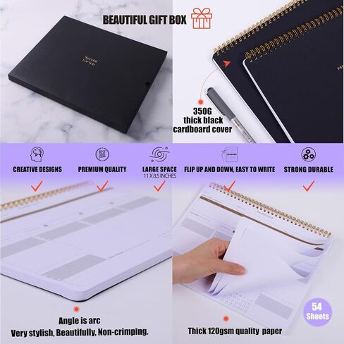 ZERONE CENTRE Productivity Weekly Planner - 54 Sheets Dashboard Spiral Deskpad Has 6 Focus Areas to List Tasks for Goals, Projects, Clients, Academic, or Shopping-Organize Your Daily Work Efficiently in Kuwait