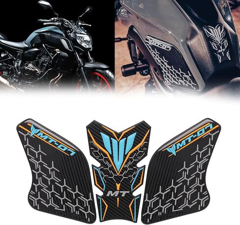 for MT-07 MT07 2024 Waterproof Pad Rubber Sticker 3D Embossed Rubber Fuel Tank Pad Fuel Tank Knee Pad Sticker mt-07 2020-2024 Motorcycle Accessories (Gray) in Saudi Arabia