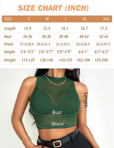 Avidlove Sexy Mesh Crop Top for Women Sleeveless Sheer High Neck Tops See Through Tank Blouses Shirts in Saudi Arabia