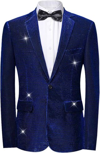 Lars Amadeus Shiny Tuxedo for Men's Blazer Disco Prom Party Wedding Metallic Dinner Suit Jackets in Saudi Arabia