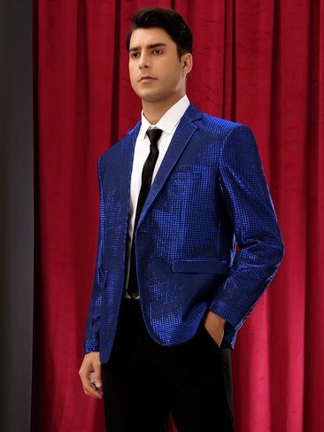 Lars Amadeus Shiny Tuxedo for Men's Blazer Disco Prom Party Wedding Metallic Dinner Suit Jackets in Saudi Arabia
