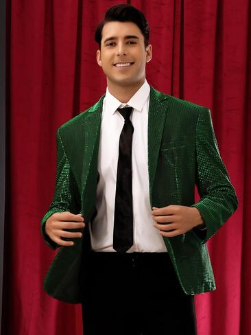 Lars Amadeus Shiny Tuxedo for Men's Blazer Disco Prom Party Wedding Metallic Dinner Suit Jackets in Saudi Arabia