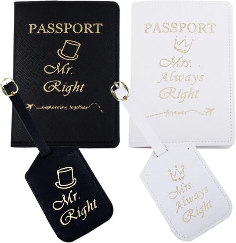 Passport Wallets Travel Holder Set,his and her passport holder and luggage tags,Slim Waterproof Passport Case,newlywed travel gifts for Couples,Bridal Shower Gift in Saudi Arabia