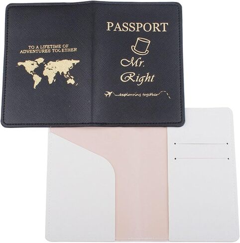 Passport Wallets Travel Holder Set,his and her passport holder and luggage tags,Slim Waterproof Passport Case,newlywed travel gifts for Couples,Bridal Shower Gift in Saudi Arabia