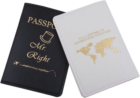 Passport Wallets Travel Holder Set,his and her passport holder and luggage tags,Slim Waterproof Passport Case,newlywed travel gifts for Couples,Bridal Shower Gift in Saudi Arabia