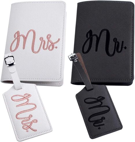 Passport Wallets Travel Holder Set,his and her passport holder and luggage tags,Slim Waterproof Passport Case,newlywed travel gifts for Couples,Bridal Shower Gift in Saudi Arabia