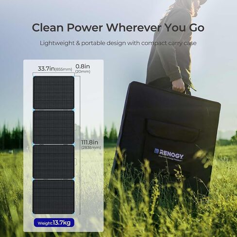Renogy 400W Lightweight Portable Solar Suitcase, Foldable Solar Panel for Outdoor Activities, Durable & IP67 Waterproof for RV, Camping, Off-Grid, Fast Installation with Sturdy Kickstands in Kuwait