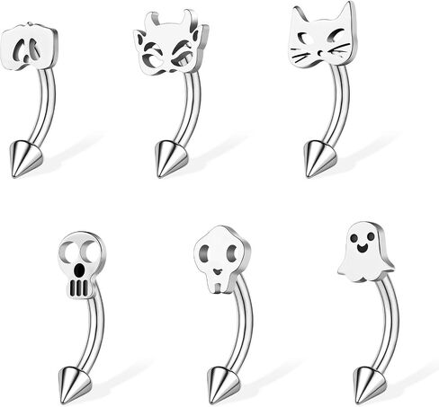 BodyAce 16G Halloween Rook Piercing Jewelry، حلقات العنكبوت الحاجب للرجال والنساء، 316L الفولاذ المقاوم للصدأ منحني الزنمة الحدائد الجمجمة الغضروف الحلزون الأقراط in Saudi Arabia