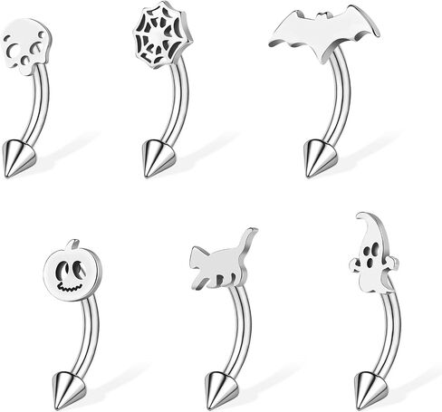 BodyAce 16G Halloween Rook Piercing Jewelry، حلقات العنكبوت الحاجب للرجال والنساء، 316L الفولاذ المقاوم للصدأ منحني الزنمة الحدائد الجمجمة الغضروف الحلزون الأقراط in Saudi Arabia
