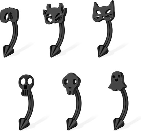 BodyAce 16G Halloween Rook Piercing Jewelry، حلقات العنكبوت الحاجب للرجال والنساء، 316L الفولاذ المقاوم للصدأ منحني الزنمة الحدائد الجمجمة الغضروف الحلزون الأقراط in Saudi Arabia