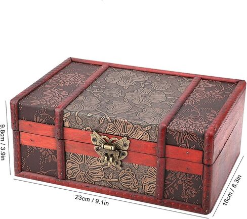 Wooden Box, Wooden Storage Box,Mens Jewelry Box, Wooden Boxes For Storage, Cigar Box, Keepsake Box, Wooden Jewelry Box Organizer For Documents Chinese Design With Hinged Lid in Kuwait