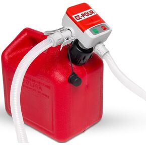 EZ-POUR Automatic Fuel Transfer Pump Battery Powered - with Auto-Stop for Spill Prevention - 3 Adapters Included for Most Size Gas Can, Gas Tank, Fuel Transfer Tank - Portable Gasoline Oil Transfer