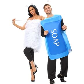 Funnlot 2 PCS Couples Halloween Costumes for Adults Funny, Soap and Loofah Couples Costumes Adult One Size