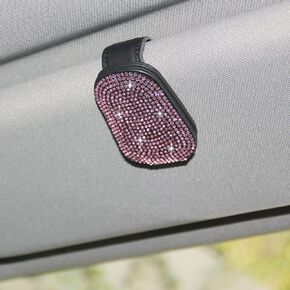 ACODABLEM Bling Car Glass Holder Sun Visor, Bling Crystal Rhinestone Sunglasses Magnetic Holder Mount Universal Eyeglasses Hanger Clip, Ticket Card Clip for Car, Car Sun Visor Accessories (Sliver)