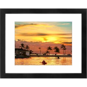 Frametory, 11x14 Picture Frame with Mat for 8.5 x 11 Set of 2, 8 1/2x11 Gallery Photo Frame - Wall Mounting, High Definition Glass, Display Picture Certificates Documents (Black, 2 Pack)