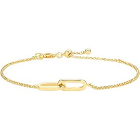 Amazon Essentials Interlocking Oval Paperclip Link Bracelet, 8"
