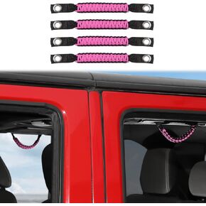 for Jeep JK Roll Bar Grab Handles Black&Pink Compatible with Jeep Wrangler JK JKU 2007-2017 Black&Pink Accessories 4pcs
