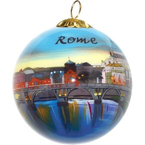 Blown Glass Christmas Ornament | Rome Skyline | Hand Painted Inside | Original Art | Includes Gift Box