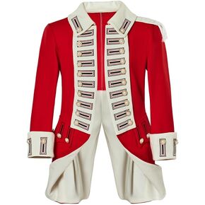 Men's Napoleon Jacket Costume Army Tailcoat Adult Men Historical Napoleon Red Military Jacket Coat
