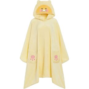 KAKAO Official Merchandise- Choonsik Yellow Hoodie Blanket Cape Indoor Outdoor Large Size