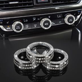TOMALL Bling Crystal Silver Air Conditioner Compatible with Honda Accord 2018-2020 AC Climate Control Switch Knob Diamond Cover Ring Trim for Car (3Pcs)