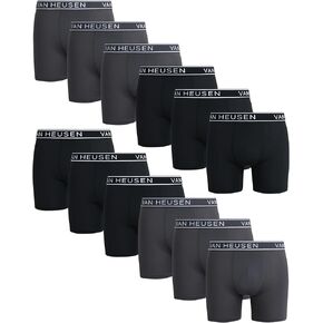 Van Heusen Men's Boxer Briefs - 12 Pack Sport Soft Performance Moisture Wicking Boxers - Breathable Underwear for Men (S-XL)