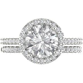 Clara Pucci 2.69ct Round Cut Halo Solitaire Stunning White Created Sapphire Diamond Statement Bridal Wedding Ring Band Set 14k White Gold