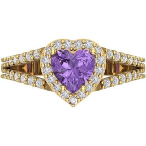Clara Pucci 1.85 ct Heart Cut Solitaire W/Accent Halo split shank Alexandrite Art Deco Wedding Statement Bridal ring 18K Yellow Gold
