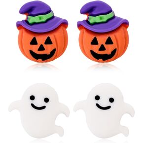 Halloween Earrings for Women Cat Pumpkin Earrings Moon Star Earrings Bat Earrings Ghost Face Earrings Witch Hat Studs Earring Halloween Holiday Costumes Party Jewelry