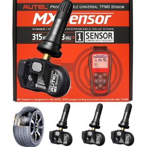 Autel TPMS Sensor MX-Sensor 315Mhz/433Mhz Autel Tire sensors, OE-Level Programmable & Cloneable Wireless TPMS Sensor, Programmable by Autel TPMS Tool Compatible with TS408 508 608 (Rubber Stem 4pcs)