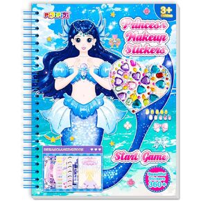 pigipigi Craft Sticker Activity Books Set: Dress-Up Princess & Mermaid, No Mess Stickers Art for Kids, Stocking Stuffers, Makeup DIY Craft Kits, Christmas Gifts for Boys & Girls Ages 3, 4, 5, 6, 7