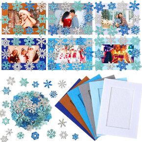Barydat 60 قطعة عيد الميلاد DIY إطارات الصور الحرفية كيت للأطفال عيد الميلاد ورأى إطارات الصور مع 460 ملصقات رغوة عيد الميلاد بطاقات إطار الصورة الشتاء الحرف لقضاء عطلة المنزل شجرة عيد الميلاد ديكور