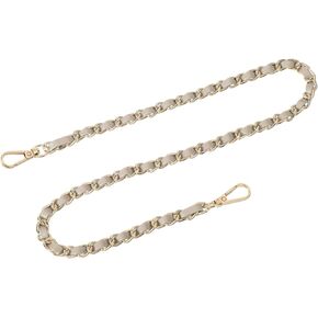 uxcell Purse Chain Strap, 24" Leather Iron Flat Chain Strap Handbag Chains Purse Straps for Shoulder Bags Replacement Strap (Silver Strap + Silver Chain)