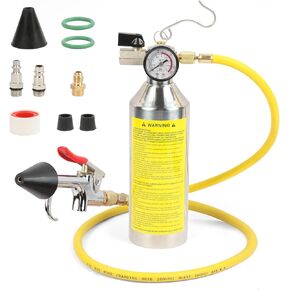 AC Flush Kit Home A/C Flush Tool Automotive A/C Flush Kit House AC Flushing Kit 1L Stainless Steel Bottle R134A R12 R22 R404 R410A Air Conditioner System Flush Canister Kit Clean Tool Set
