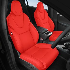 أغطية مقاعد مخصصة من FREESOO لطراز Tesla X 6 مقاعد 2016 2017 2018 2019 أغطية مقاعد من الجلد الصناعي مجموعة كاملة من الملحقات، 3 صفوف - أحمر