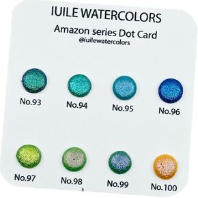 IUILE Handmade Watercolor Paints, Dot Card Testers - Vivid Dot Card (12 colors). Color Shift, Metallic, Shiny, Shimmer. For Artists, Illustrators, Students, Hobbyists, Calligraphers