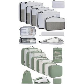 BAGAIL 10 Set Packing Cubes and 9 Set Luggage Packing Organizer