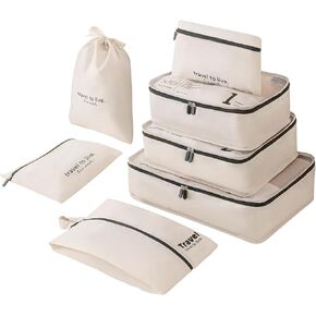 Packing Cubes for Travel Carry-On Travel Essentials Luggage Organizer Set for Travel Accessories with Number Tags, Mesh Design, 4 Sizes (Extra Large, Large, Medium, Small), Beige