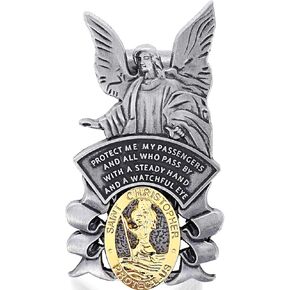 Saint Christopher Car Visor Clip, Metal St Christopher Medal Bless Driving Safety Guardian Angel Automotive Visor Accessories Gifts for Family, Friends, New Old Drivers(2Pcs)