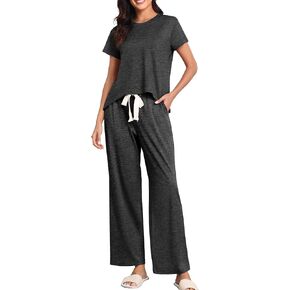 Womens Pajama Sets 2 Pieces Lounge Sets for women Short Sleeve Top with Long Pajama Pants Soft Sleepwear Pj Sets S-XL