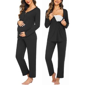 Ekouaer Maternity Nursing Pajama Sets Labor Delivery Pjs Long Sleeve Breastfeeding Pajamas Pregnancy Sleepwear Set