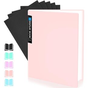 Sooez Art Portfolio 9x12 Folder with Black Mounting Paper, 24 Pockets Binder with Plastic Sleeves Display 48 Pages, Presentation Book for Artwork, Document Organizer Binder for Office School Home