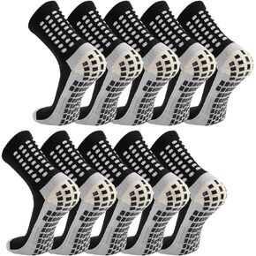 5 Pack Men's Soccer Socks Anti Slip Non-Slip Grip Pads for Football Basketball Sports Grip Soccer Socks