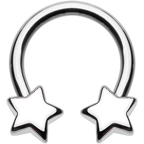 Pierced Owl 14-16GA Stainless Steel Star Ends Horseshoe Circular Barbell