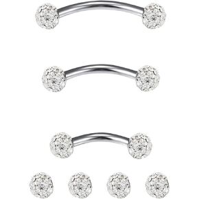 Dyknasz Eyebrow Piercing Jewelry Surgical Steel Rook Earring Curved Barbell Tiny Eyebrow Ring Vertical Labret Lip Jewelry Ear Navel Small Belly Button Ring for Women Men 16g 6mm/8mm/10mm