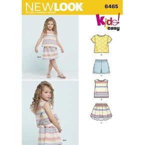 NEW LOOK Patterns Child's Easy Top, Skirt and Shorts A (3-4-5-6-7-8) 6465