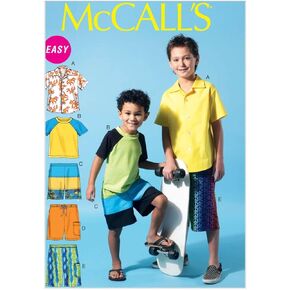 McCall's Patterns M6548 Children's/Boys' Shirt, Top and Shorts, Size CHJ (7-8-10-12-14)