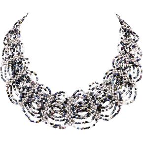 Rosemarie Collections Women's Stunning Circular Pattern Seed Bead Collar Necklace, 19"+3" Extender