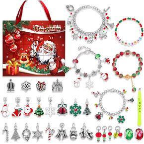 Tloeim Charm Bracelet Making Kit,Jewelry Making kit for Girls Beads,Christmas Adventcalendar Bracelet Blind Box Set Crafts Gifts Set for Girls 3 4 5 6 7 8 9 10 11 12 13 14+